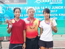 Kaye (First from Left) won the Doubles championship in Sabah 7th ATF Asian 14U Series